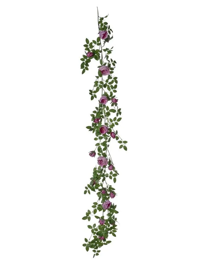 Feuillazur Rungis Guirlande de rose artificielle rose 50x180cm