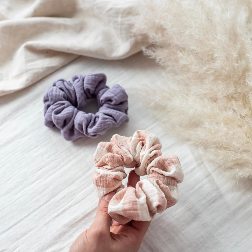 Flowrette duo maxi chouchous mauve rose coton