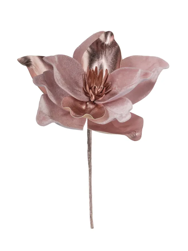 Feuillazur Rungis Tige de magnolia fleur artificielle rose Noël