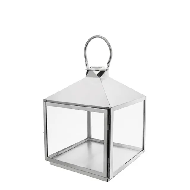 Sia Home Tara 45 cm lanterne argenté verre et acier