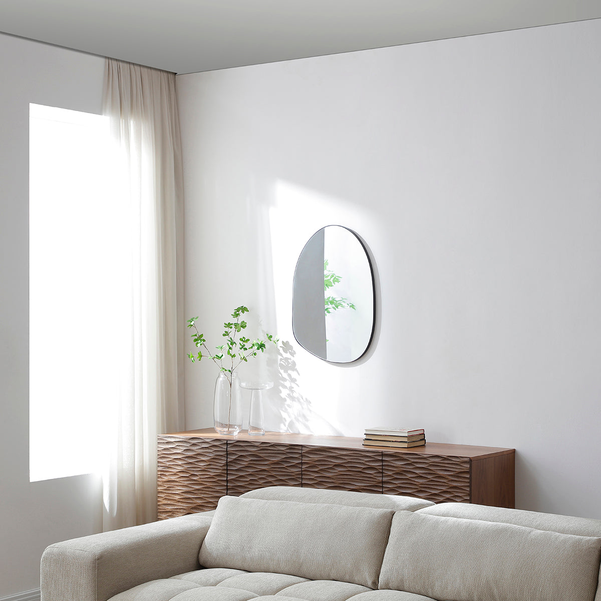 Sia Home Miroirs Organique miroir noir mat 70x50 cm