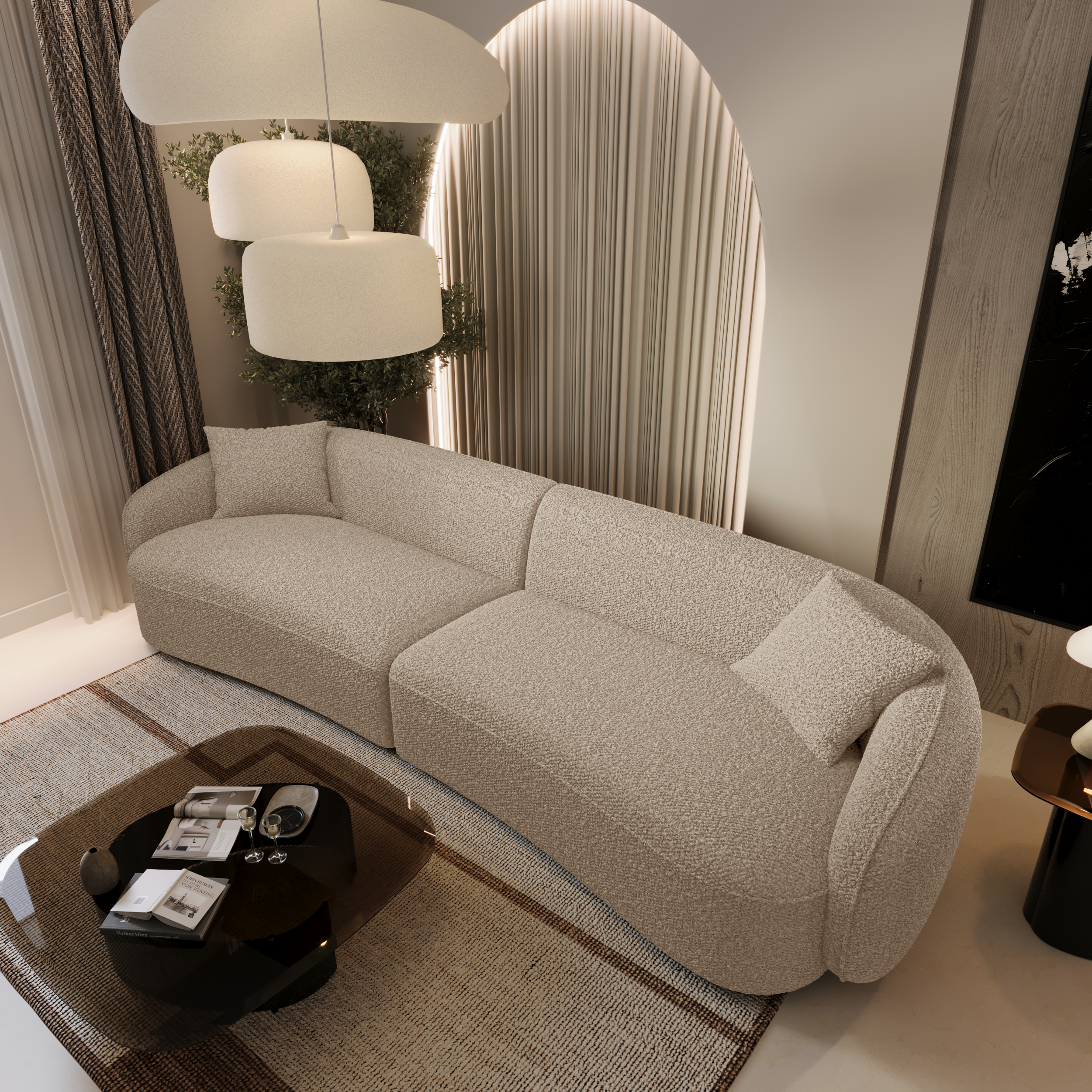 Sia Home Céline canapé 4 places crème arrondi