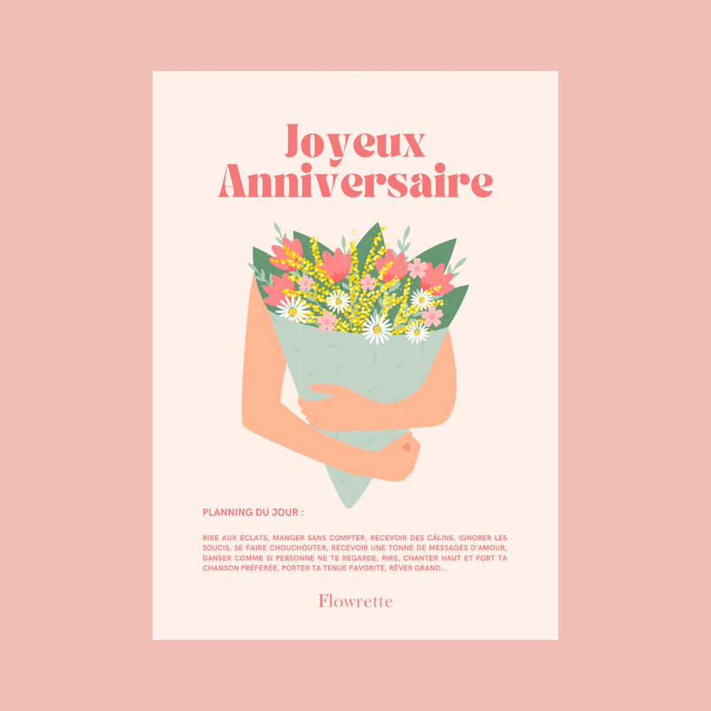 Flowrette Coffret anniversaire bouquet papier vase verre