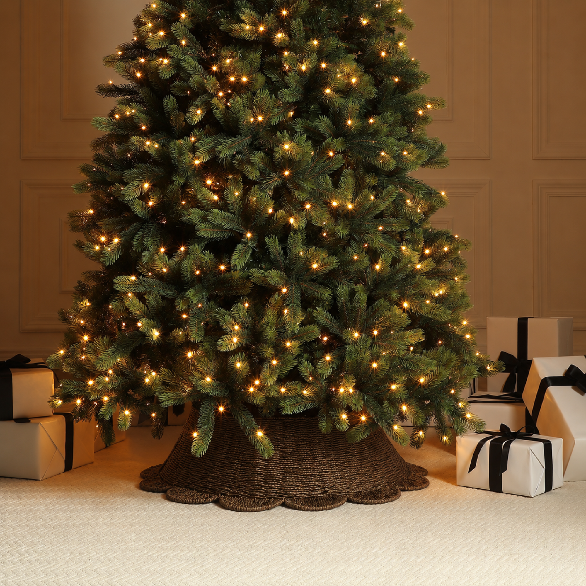 Sia Home Cache-pied sapin marron 65 cm corde papier