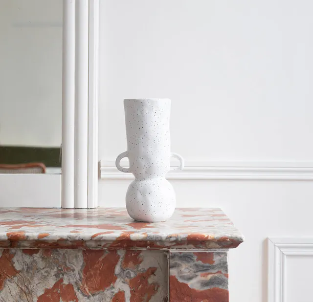 Flowrette Saudade Vase céramique blanc anses fait main