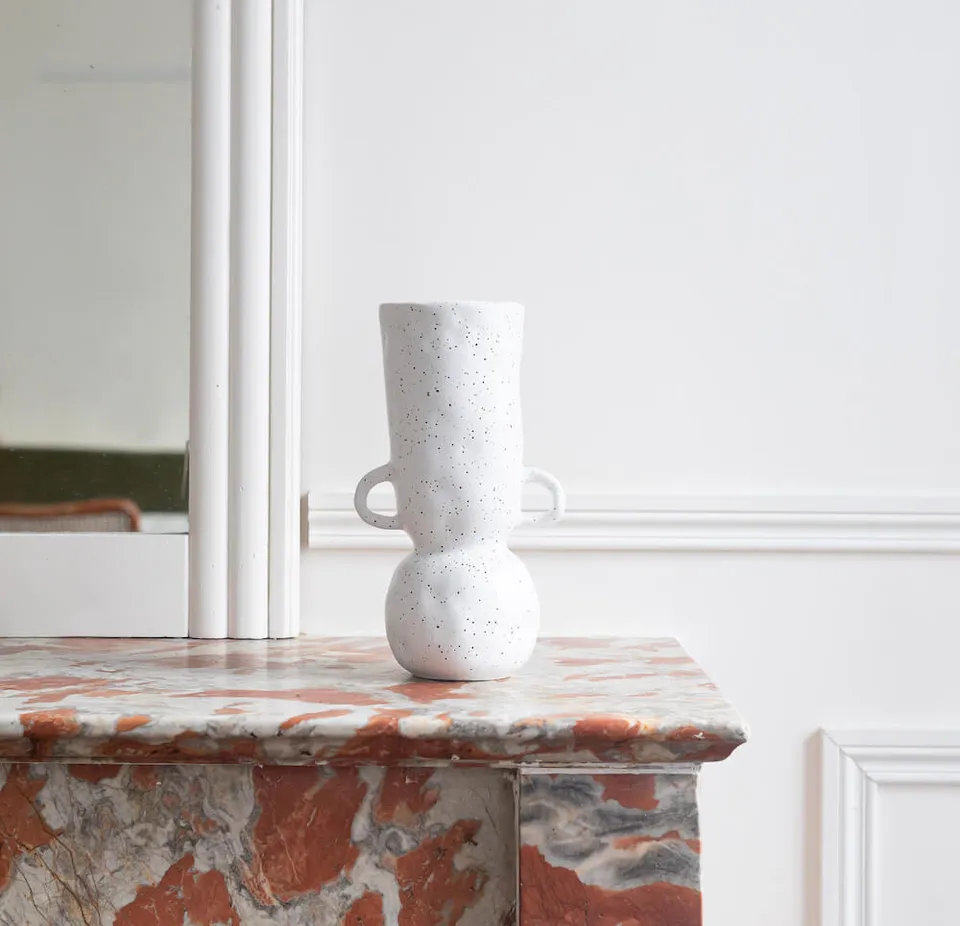 Flowrette Saudade Vase céramique blanc anses fait main