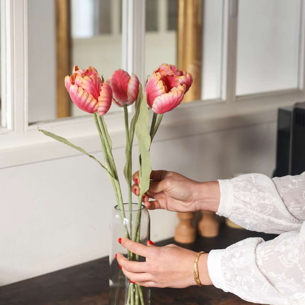 Flowrette Tulipe bicolore fleur en papier x1 pétales teintés