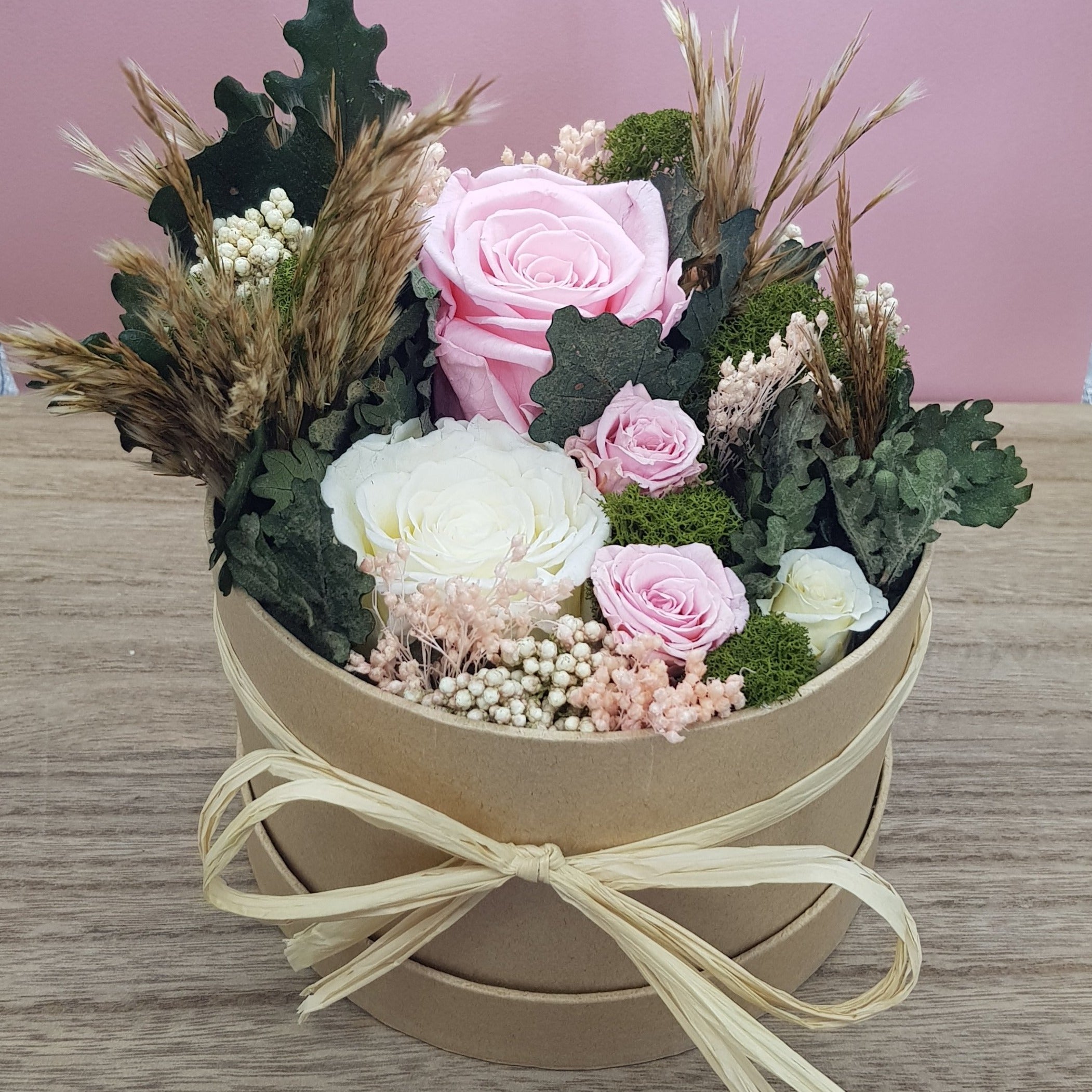 Ateliers Ouchamp Jardin des Plantes boîte chapeau fleurie M 15 cm rose