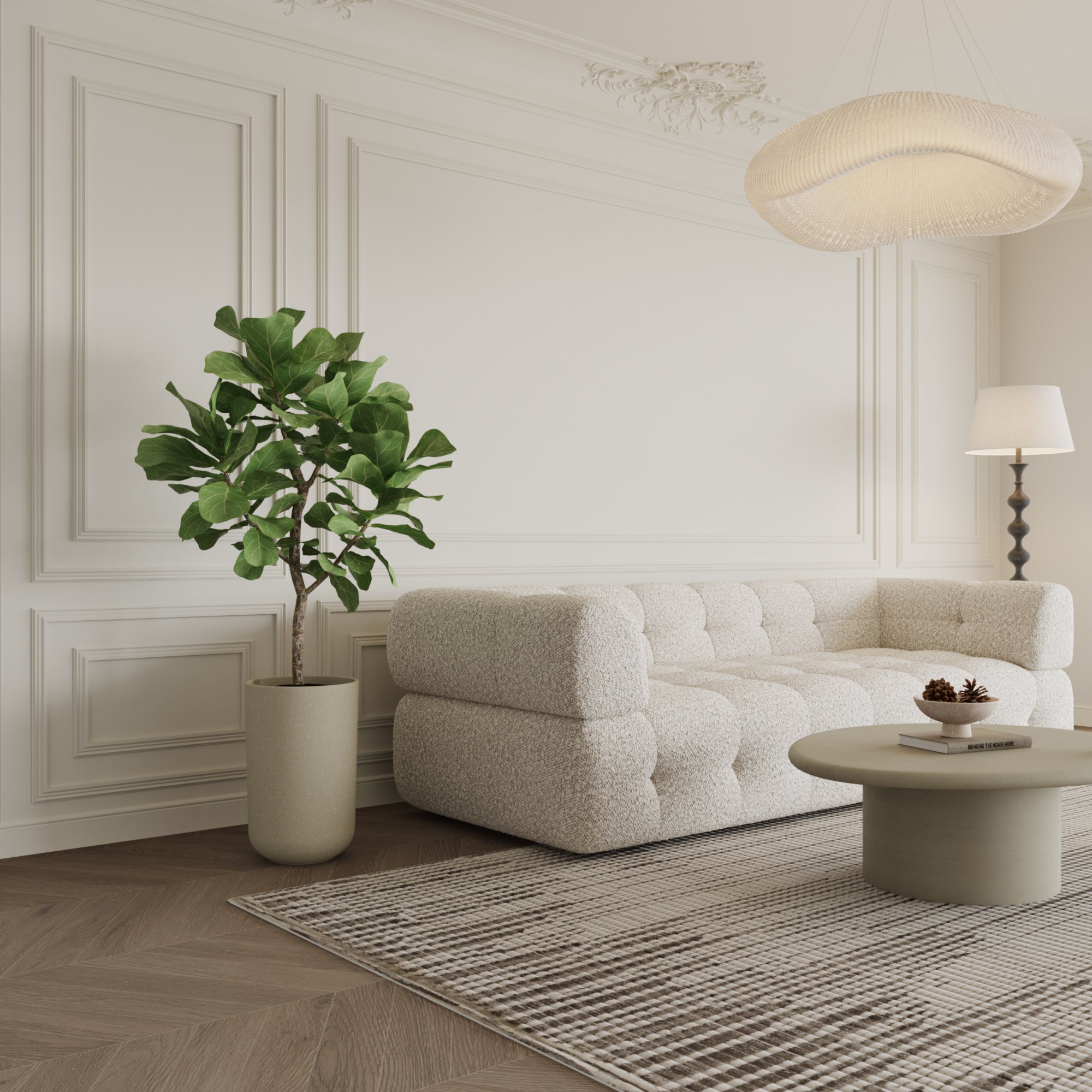 Sia Home Terra cache-pot allongé beige granito 50 cm ciment