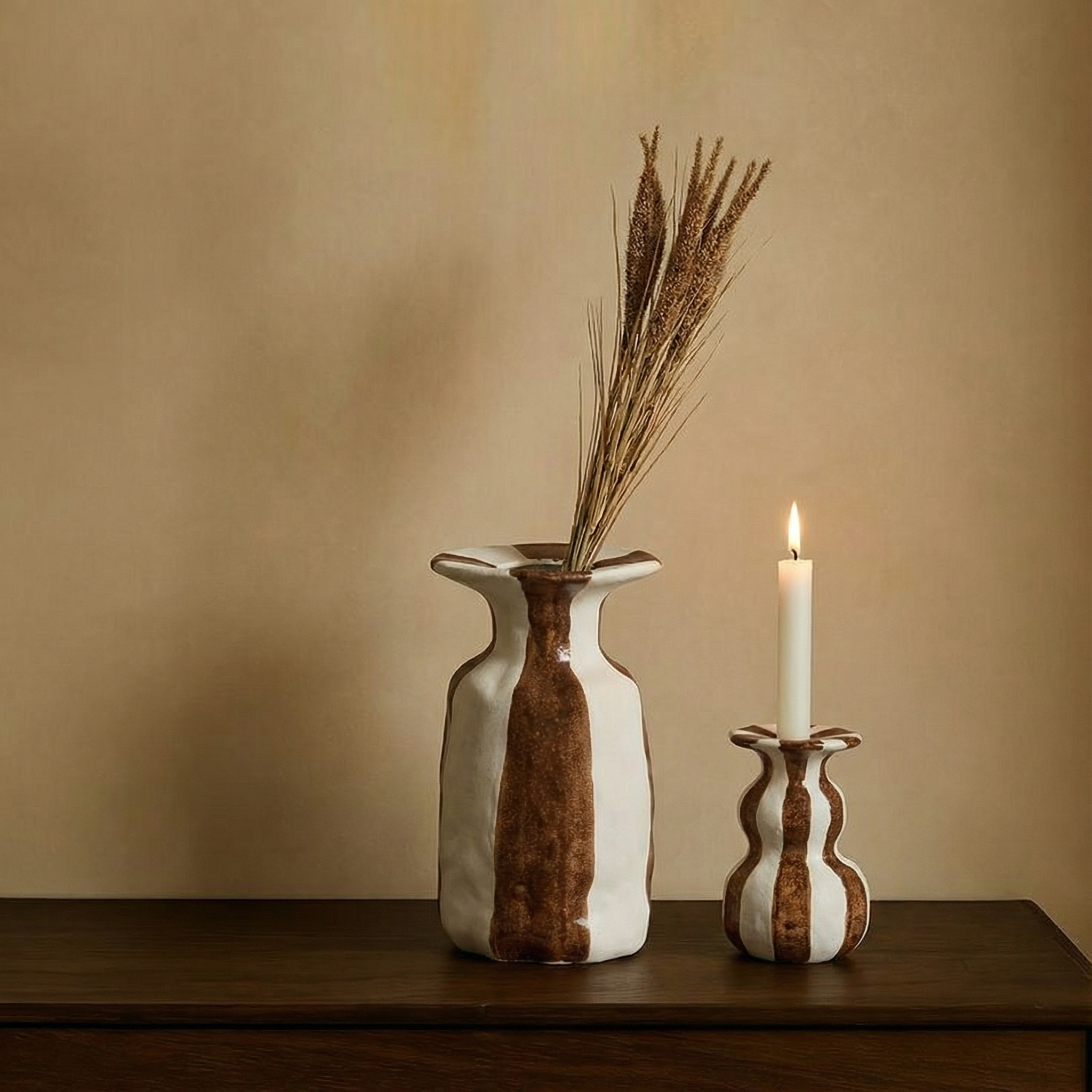 Sia Home Rivage bougeoir céramique marron 16 cm