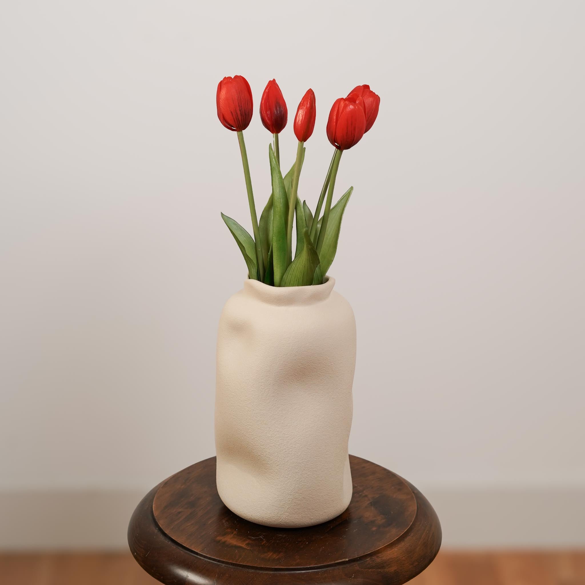 Flowrette Fleurs artificielles Botte 5 tulipes rouges tige toucher naturel