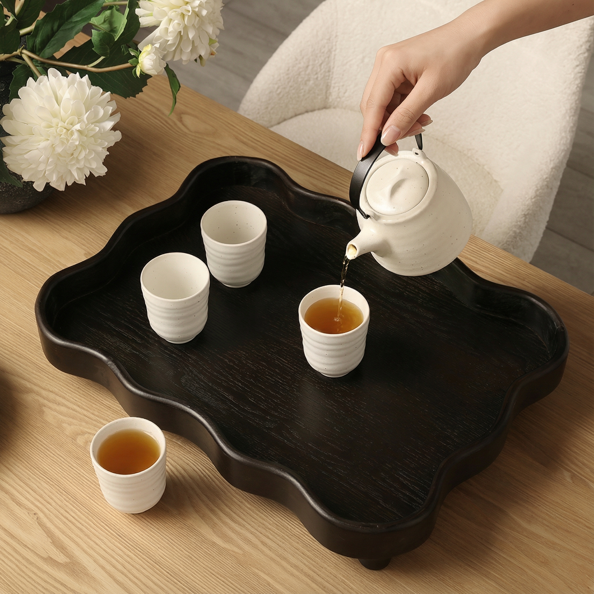 Sia Home Kyoto service à thé grès beige vert 5 pièces