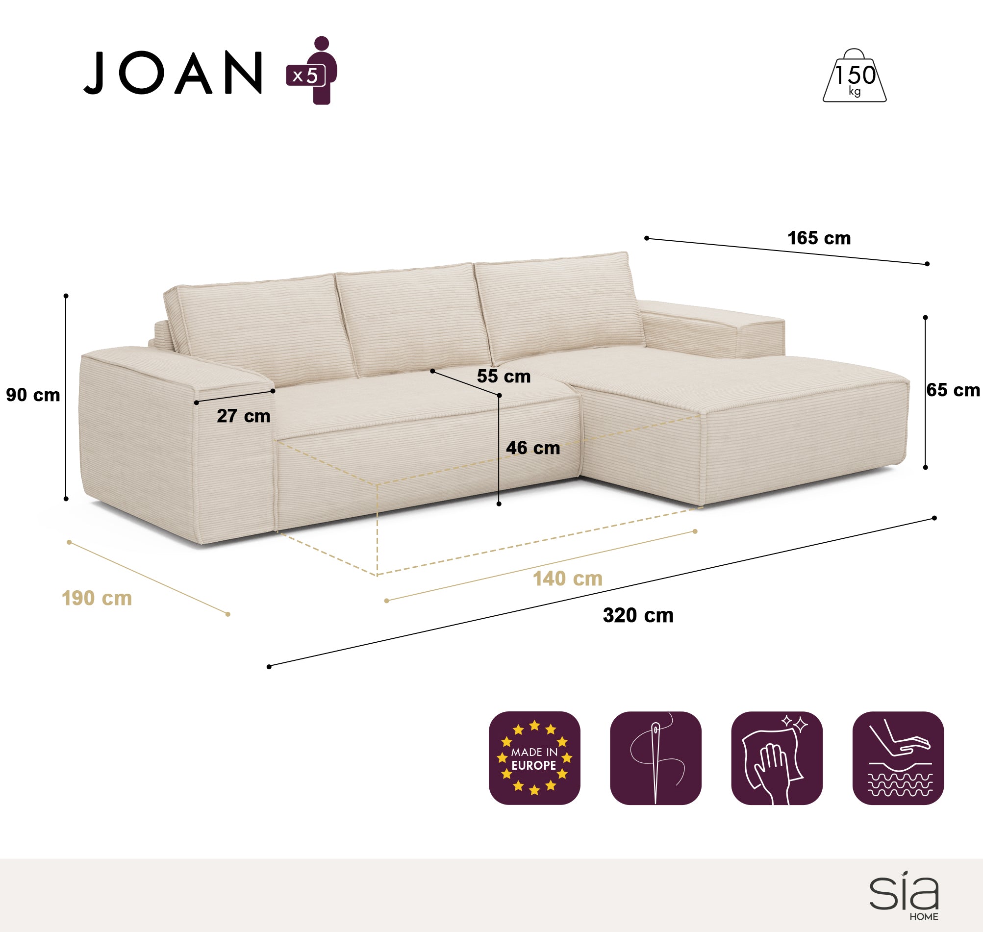 Sia Joan canapé convertible angle droit bleu paon matelas