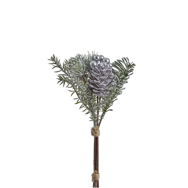 Sia Home Pin et Baies bouquet artificiel 19 cm argenté rouge blanc