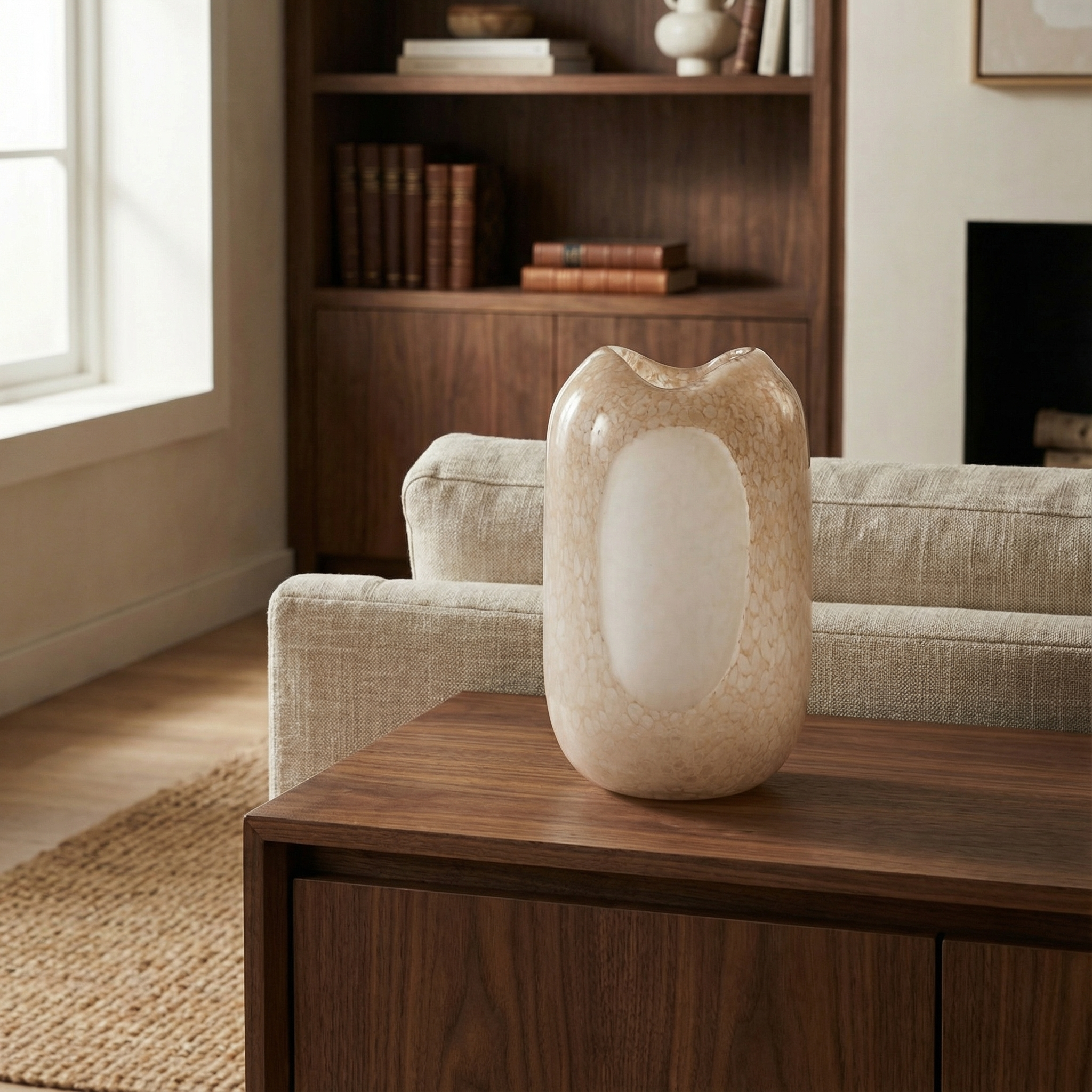 Sia Home Vase Opale 32 cm vase verre soufflé beige
