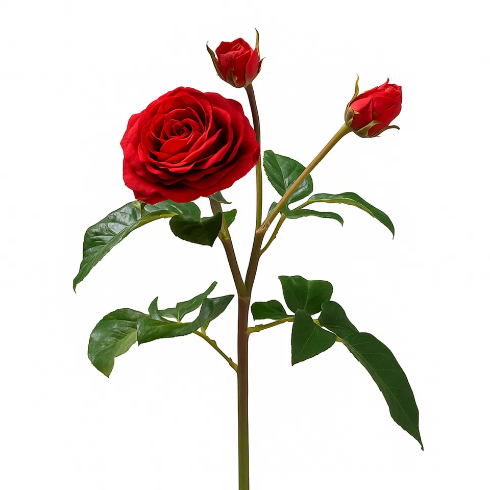 Sia Home Premium tige rose artificielle rouge 55cm ouverte