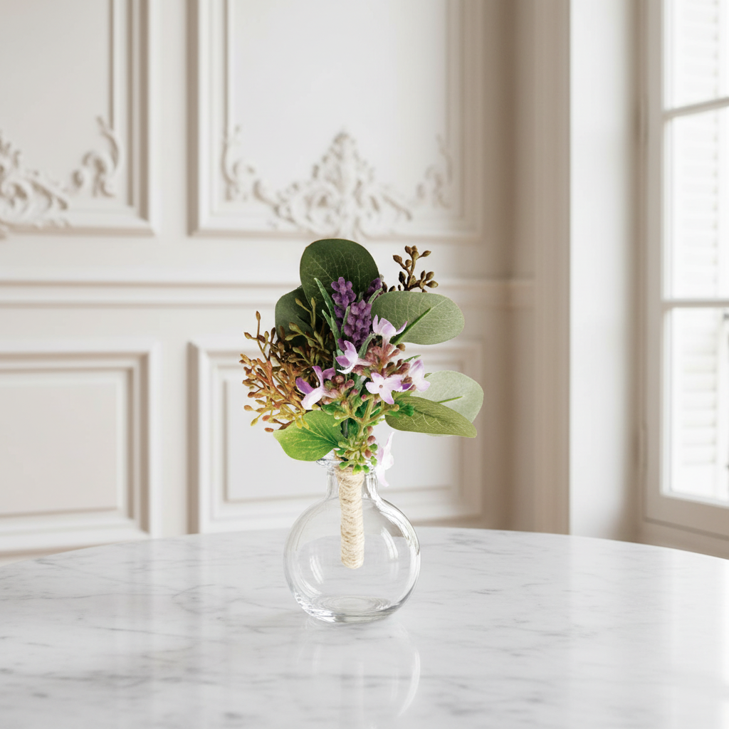 Sia Home boutonnière artificielle lavande eucalyptus violet