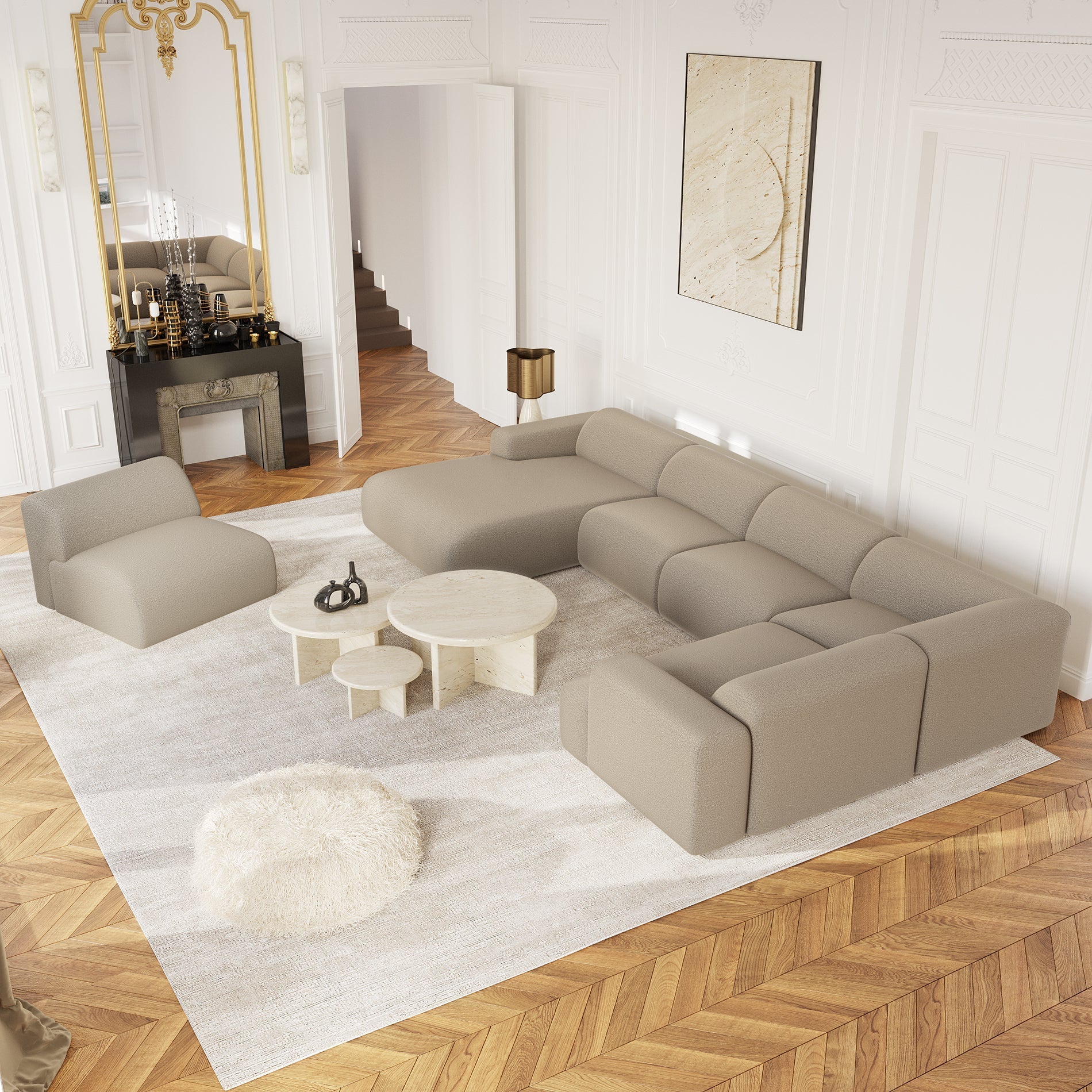 Sia Home Myra canapé panoramique gauche crème 5 places