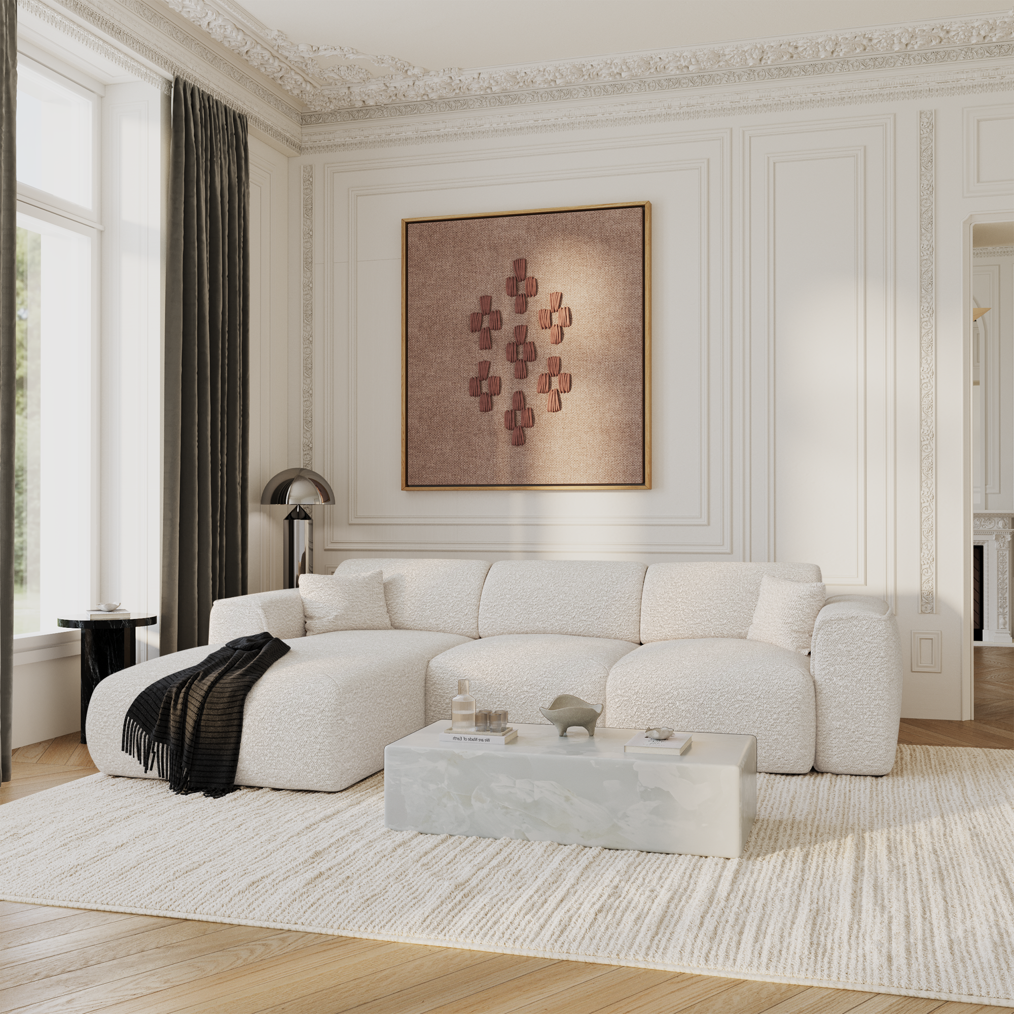 Sia Home Yuma canapé convertible angle gauche 5 places crème