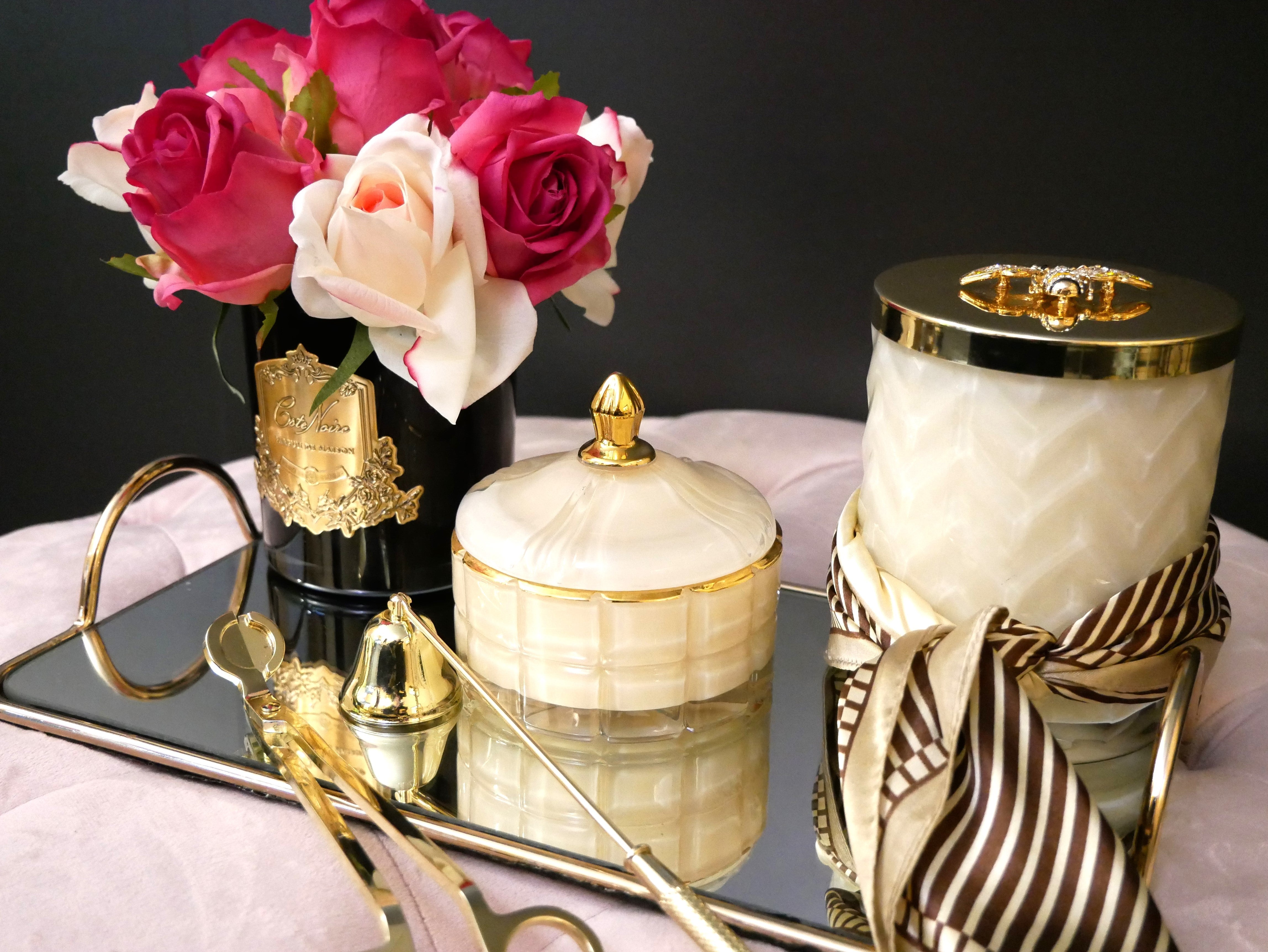 Côte Noire Art Deco GML45015 bougie vanille blanche crème 200g