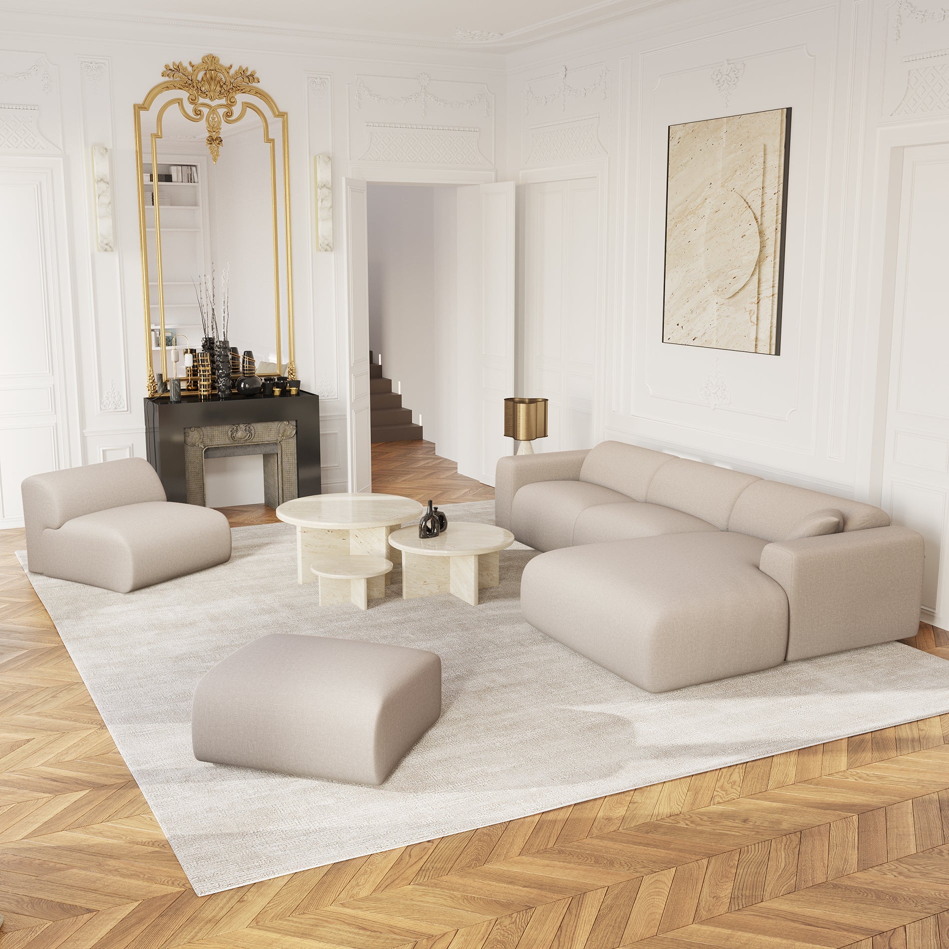 Sia Home Myra canapé d'angle droit beige