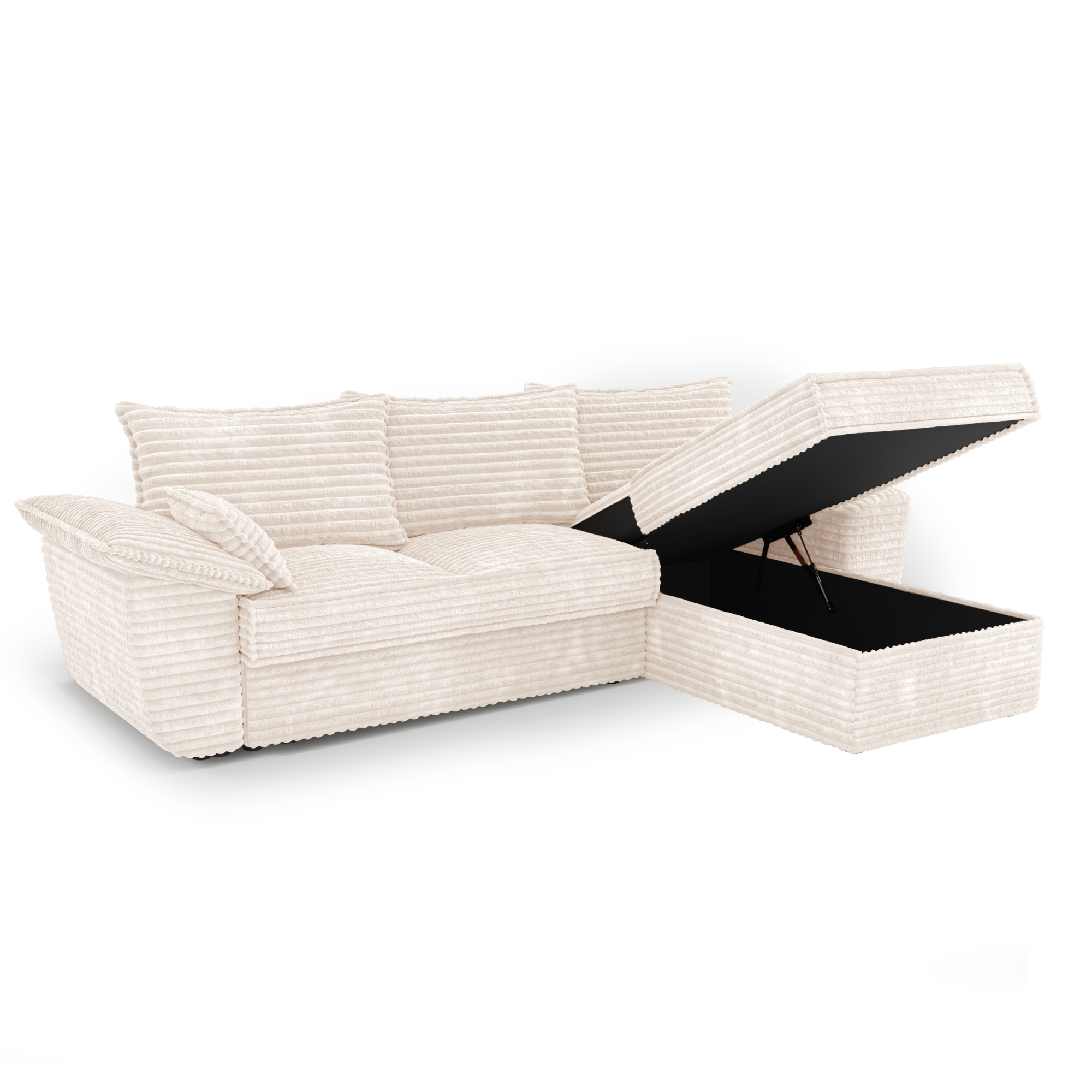 Sia Home Sasha canapé angle droit crème convertible avec coffre