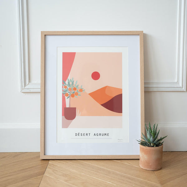 Flowrette Citrum Affiche désert orange fleurs vacances