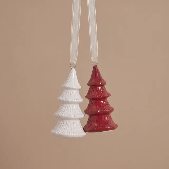 Sia Home Lappi Sapins suspension Noël rouge grès lot de 2