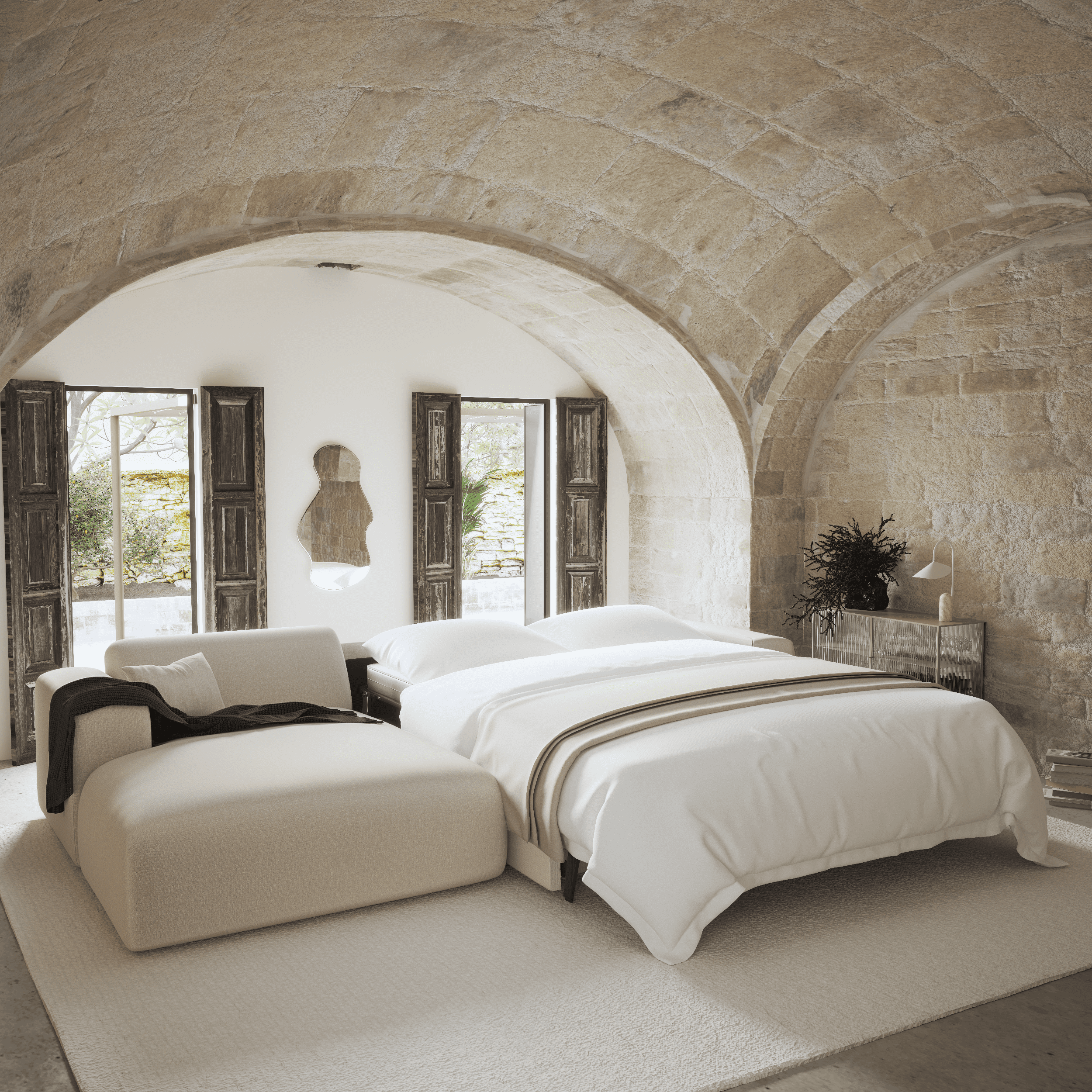 Sia Home Myra canapé convertible angle gauche beige 5 places