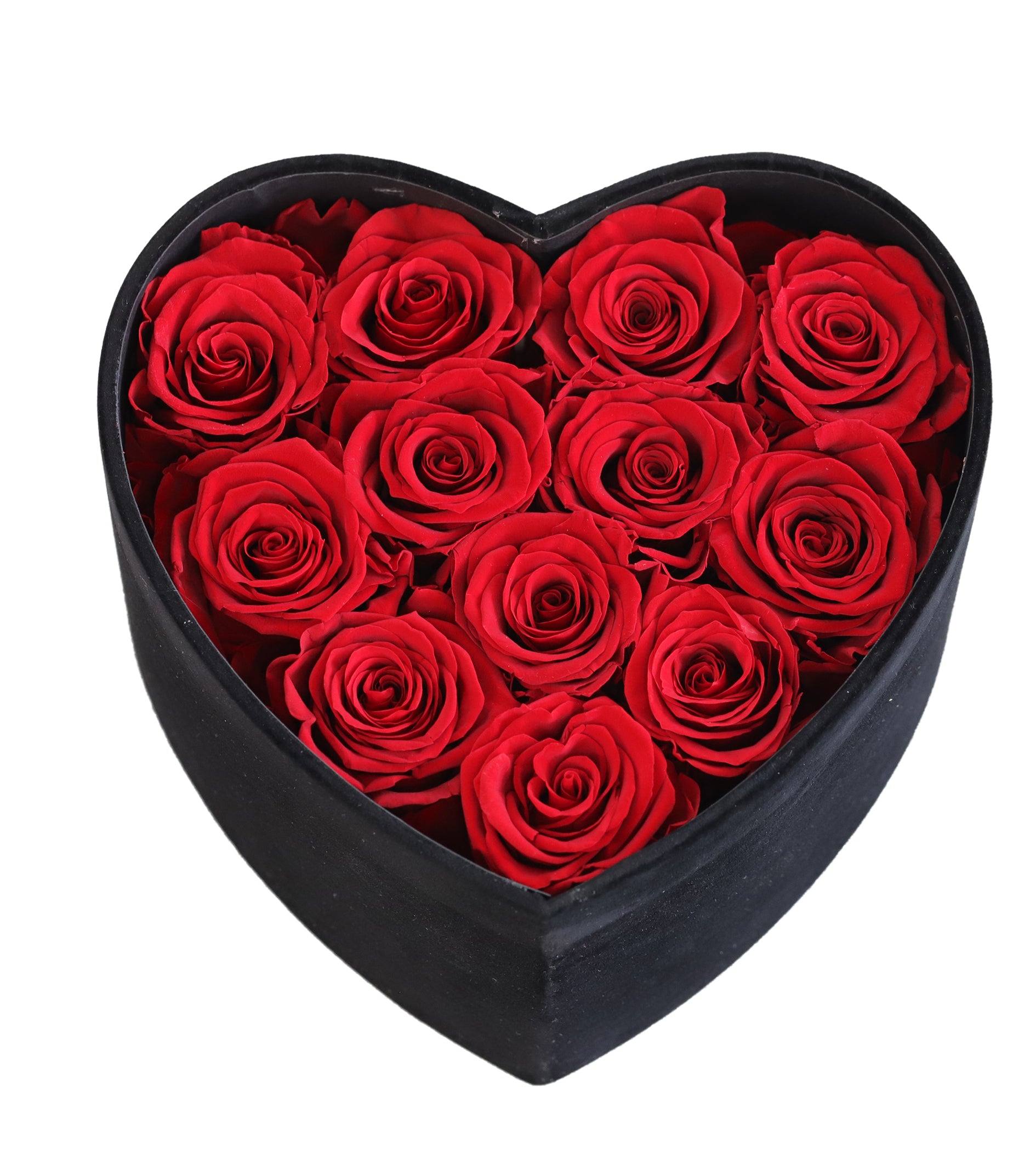 Feuillazur Rungis Coffret cœur 12 roses stabilisées rouges