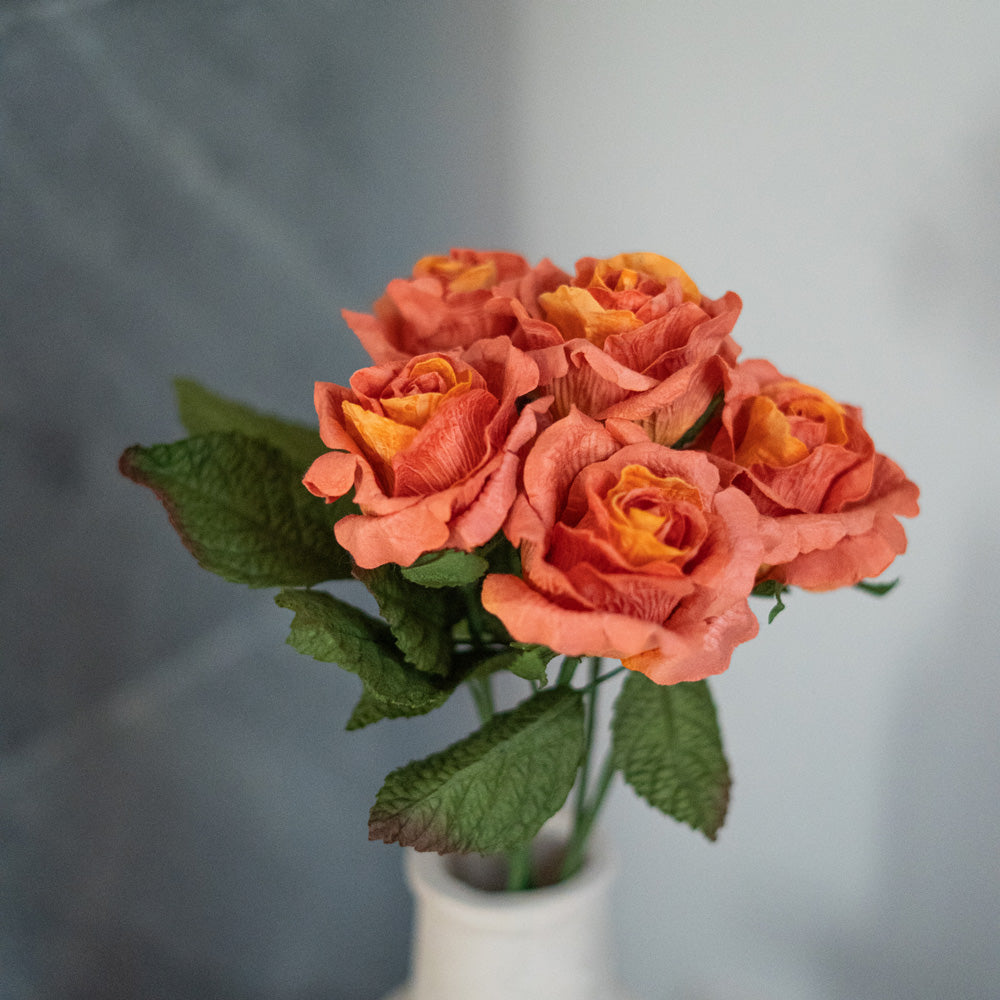Flowrette Rose Lady fleur papier orange x1 éclat durable