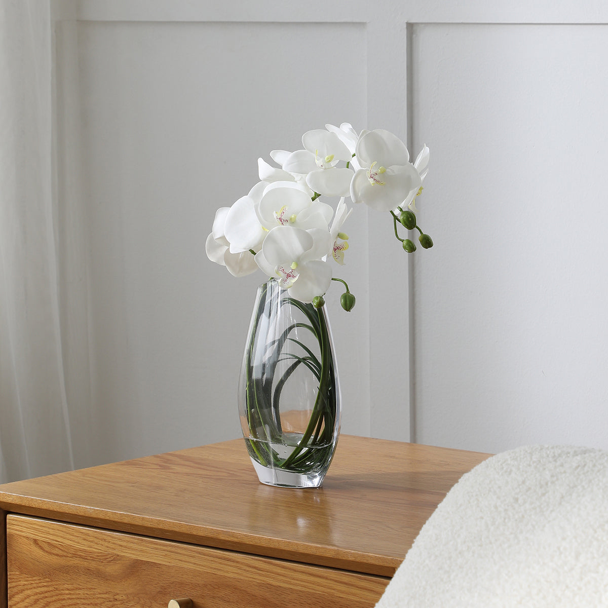 Sia Home Compositions florales Orchidée vase 29cm blanc