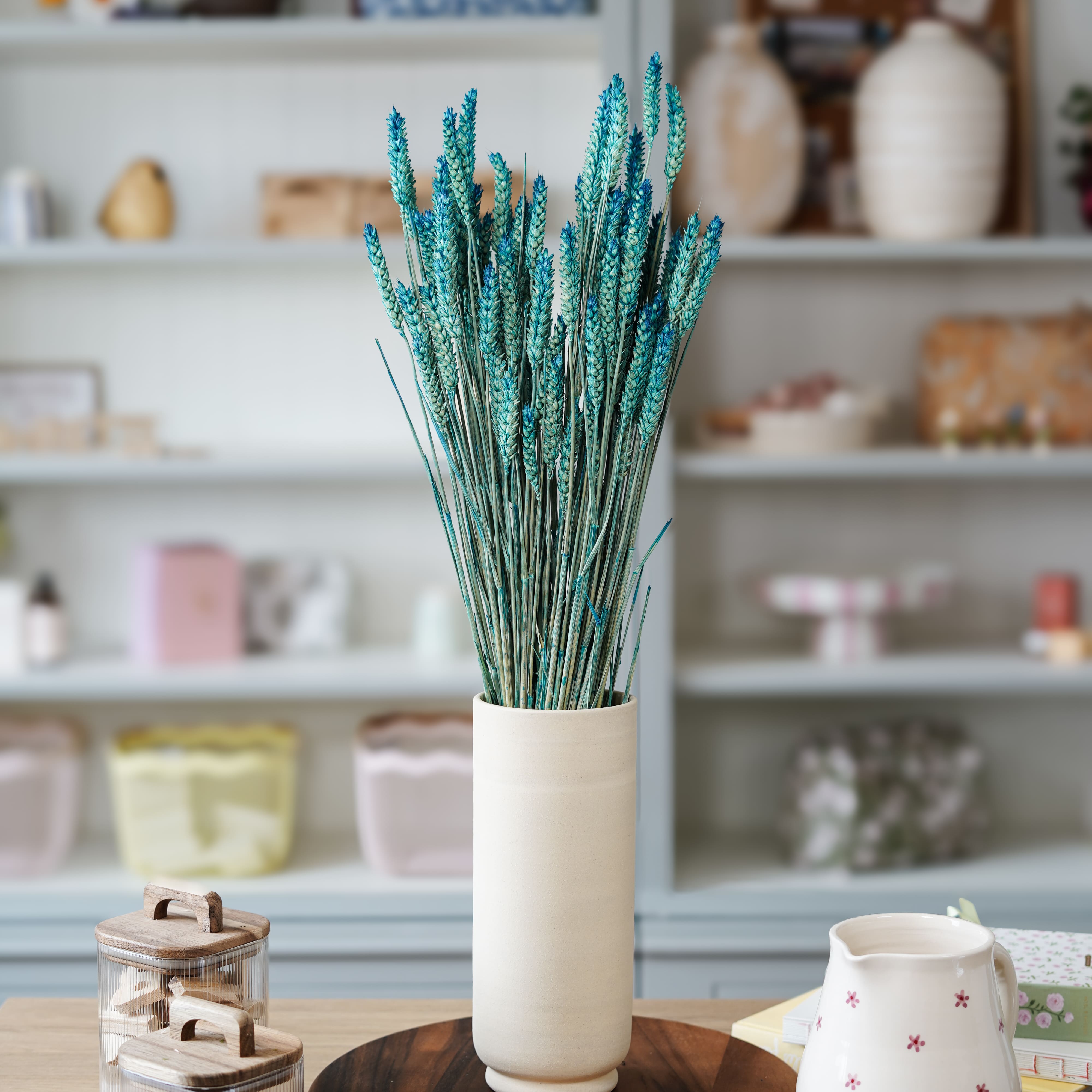 Flowrette Fleurs séchées Botte Blé Bleu pétrole x1 sans entretien