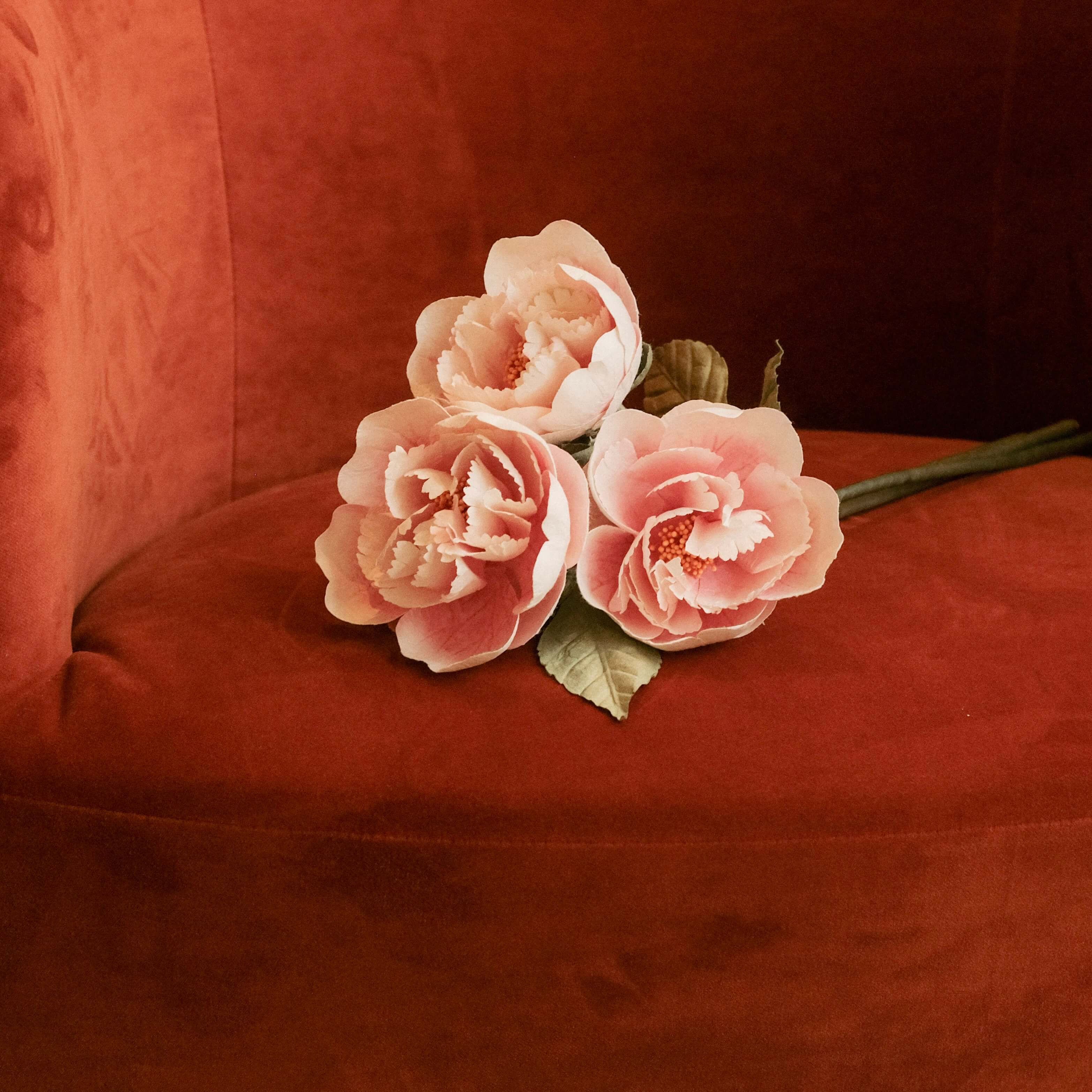 Flowrette Pivoine papier rose clair fleur x1