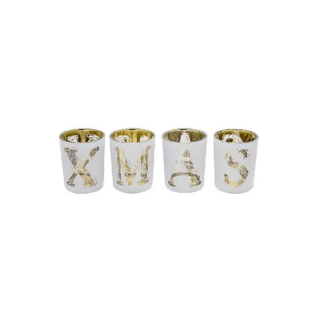 Sia Home Xmas lot 4 photophores verre blanc