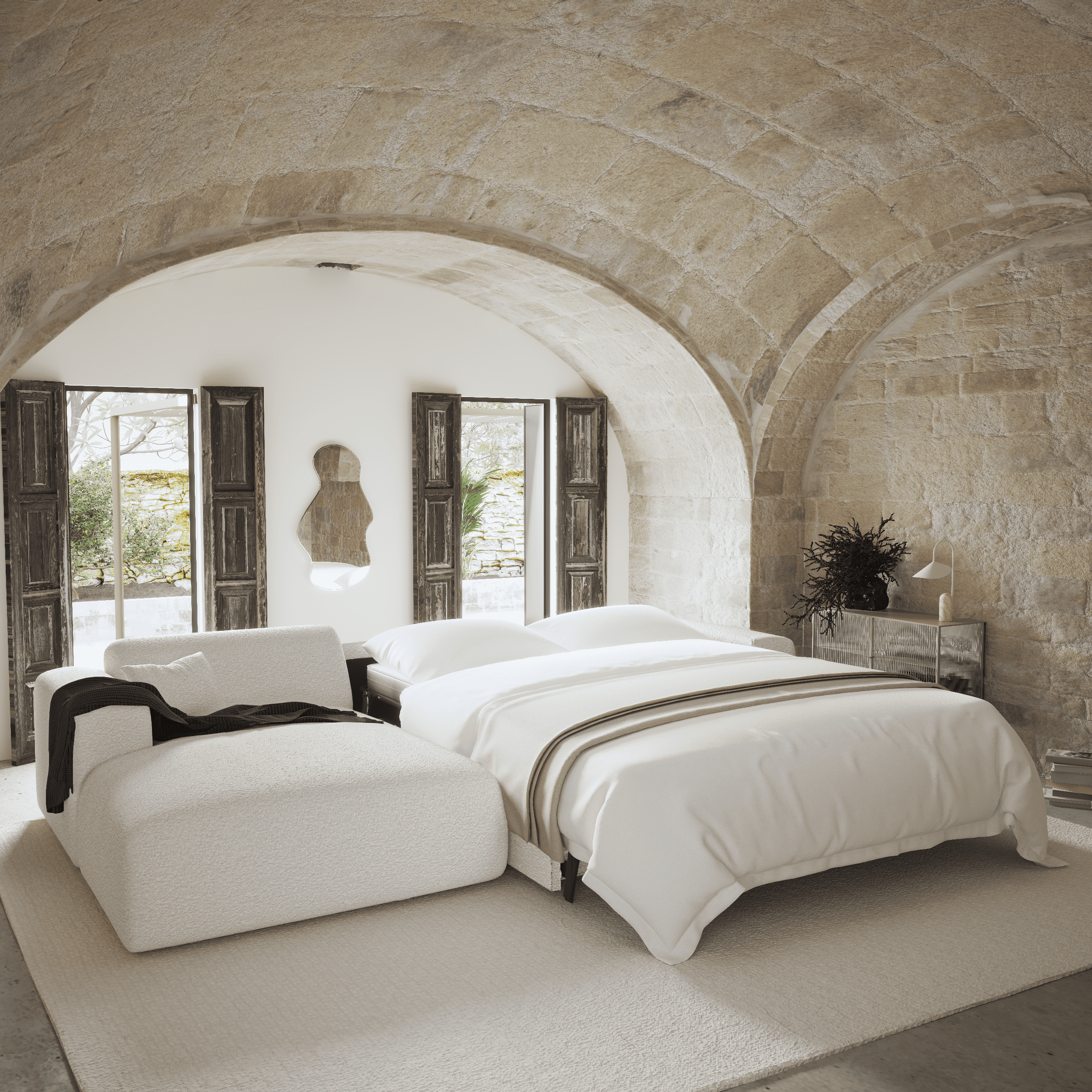 Sia Home Canapés Myra canapé convertible crème angle gauche