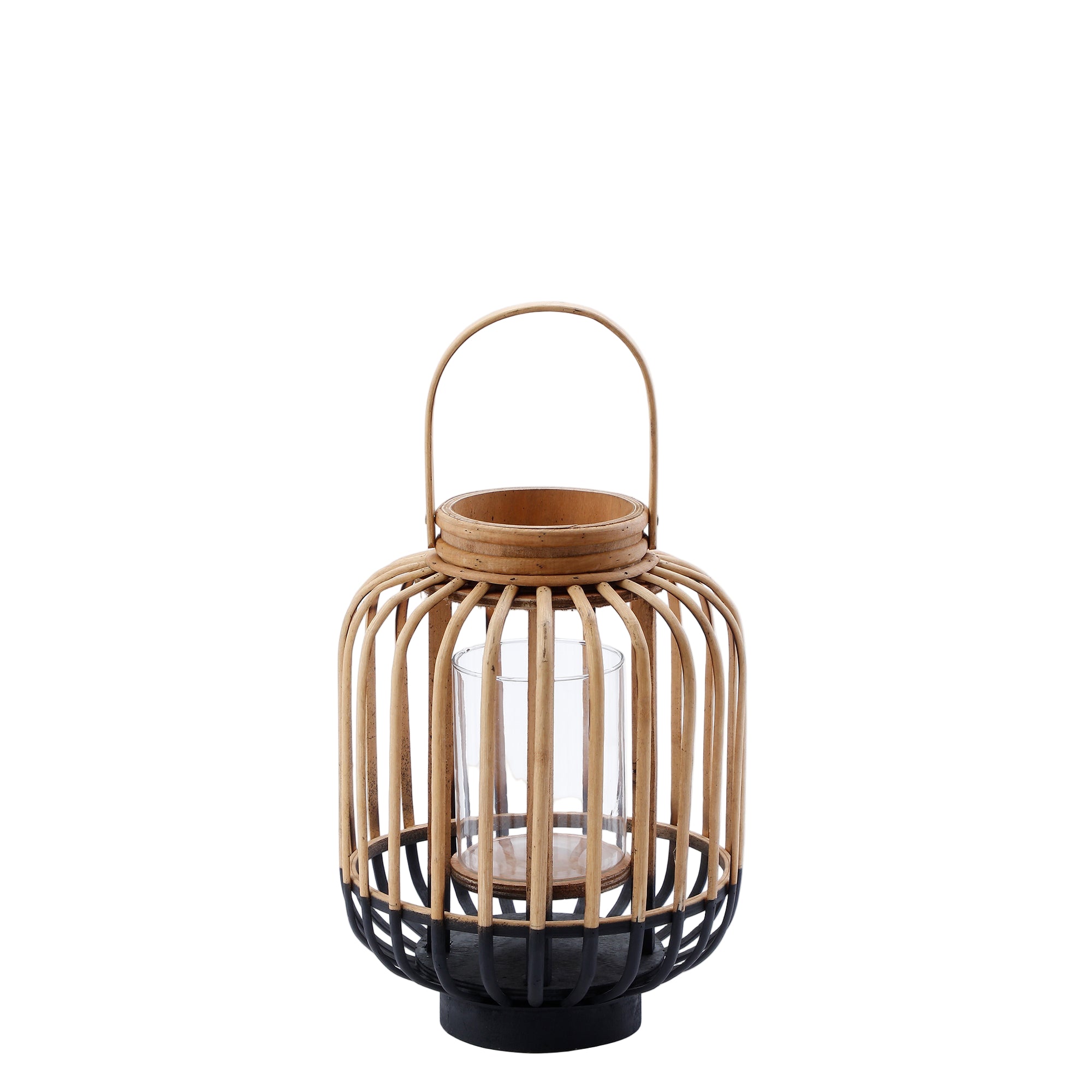 Sia Luva lanterne bambou noire 38 cm verre