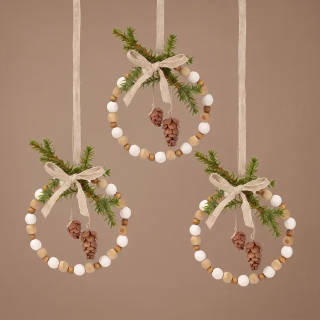 Sia Home Natura Cercle suspension Noël bois 10 cm beige
