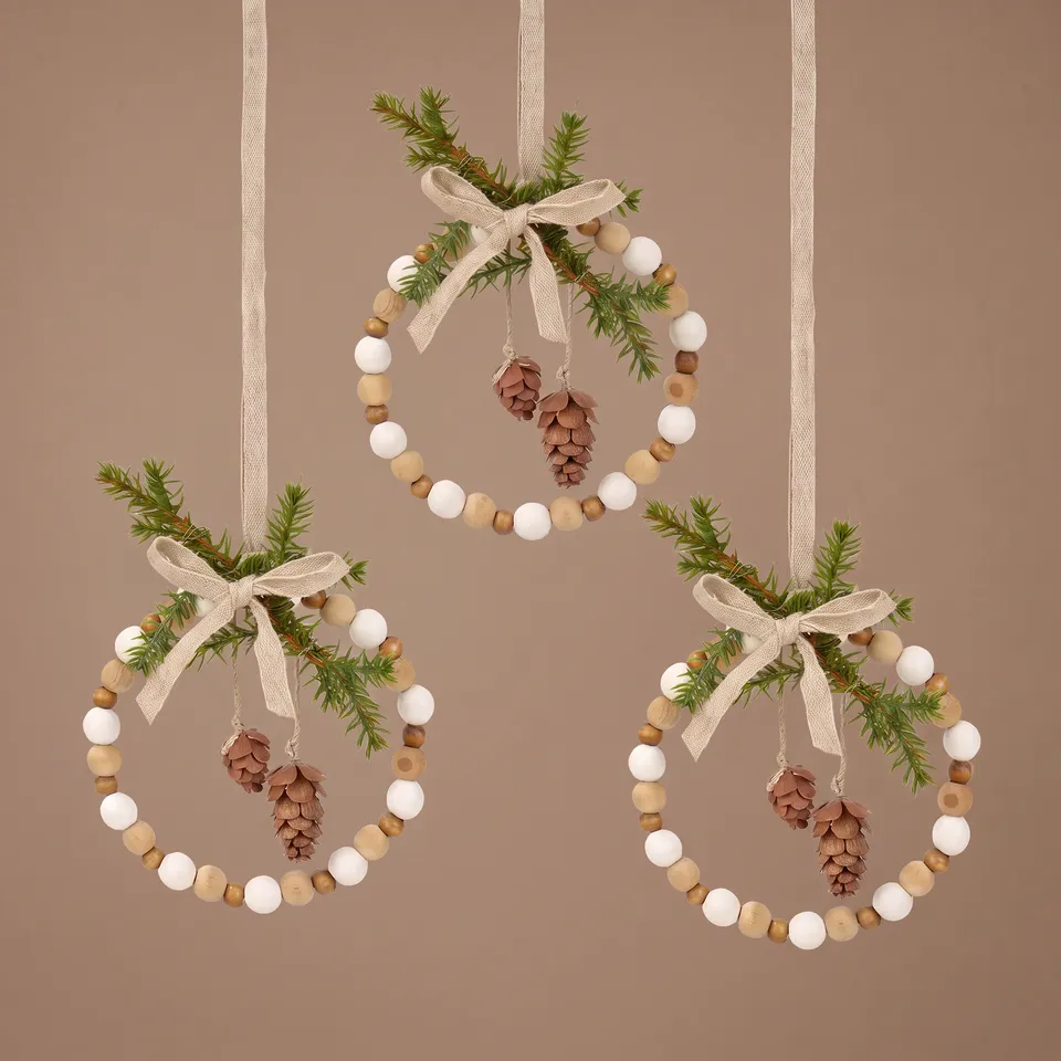 Sia Home Natura Cercle suspension Noël bois 10 cm beige