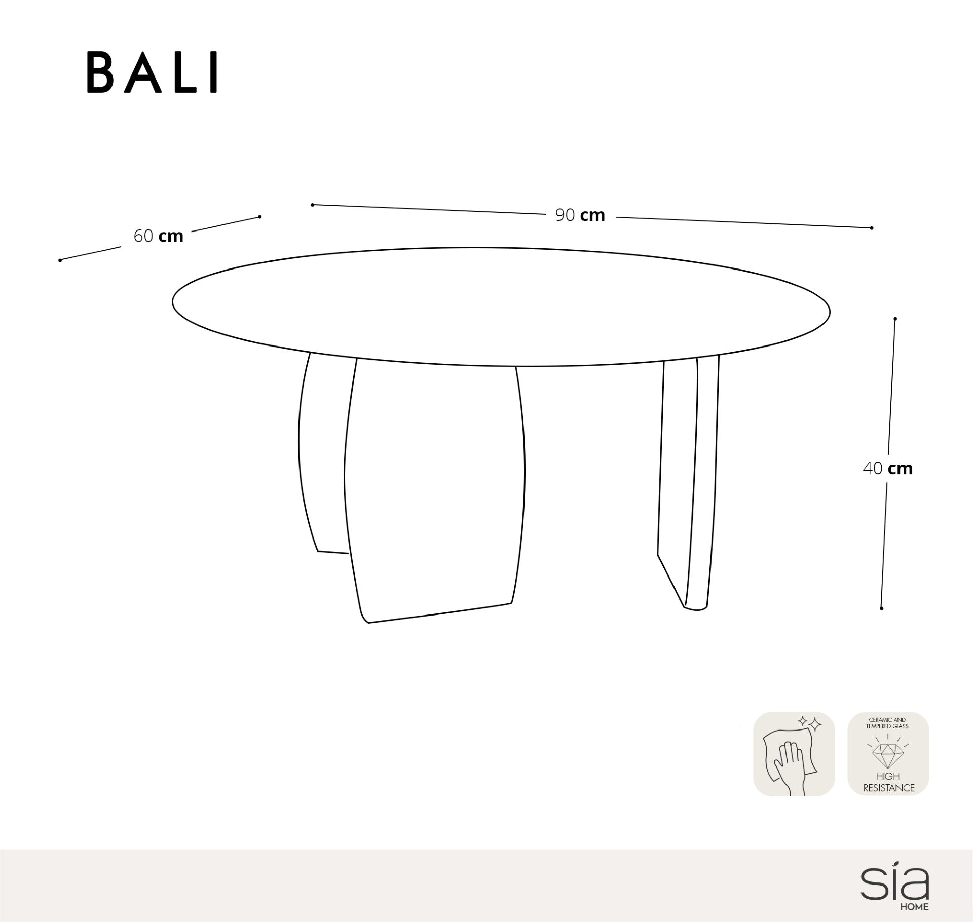 Sia Home Bali table basse céramique aspect travertin