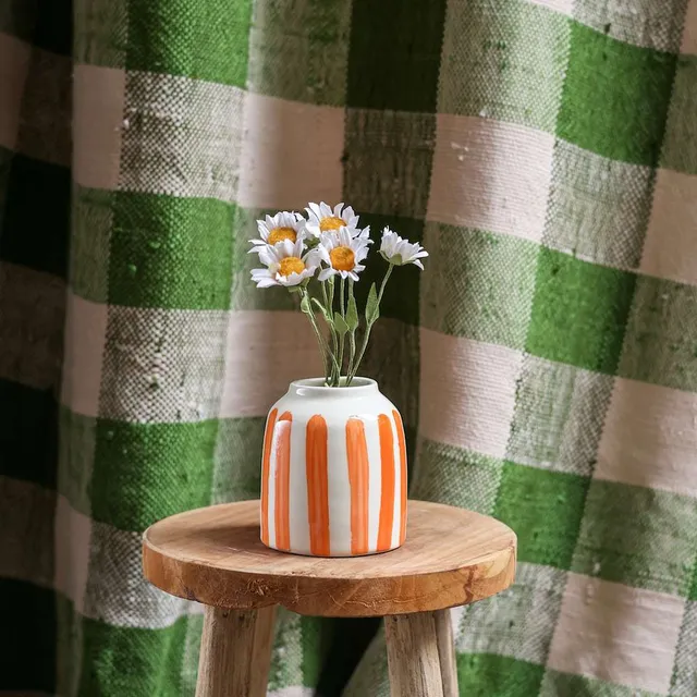 Flowrette Soliflore rayé vase céramique orange fait main