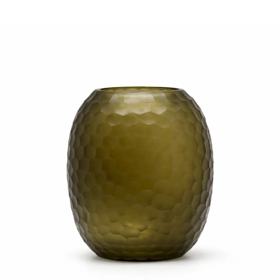 Sia Gemma vase verre soufflé vert 25 cm facetté