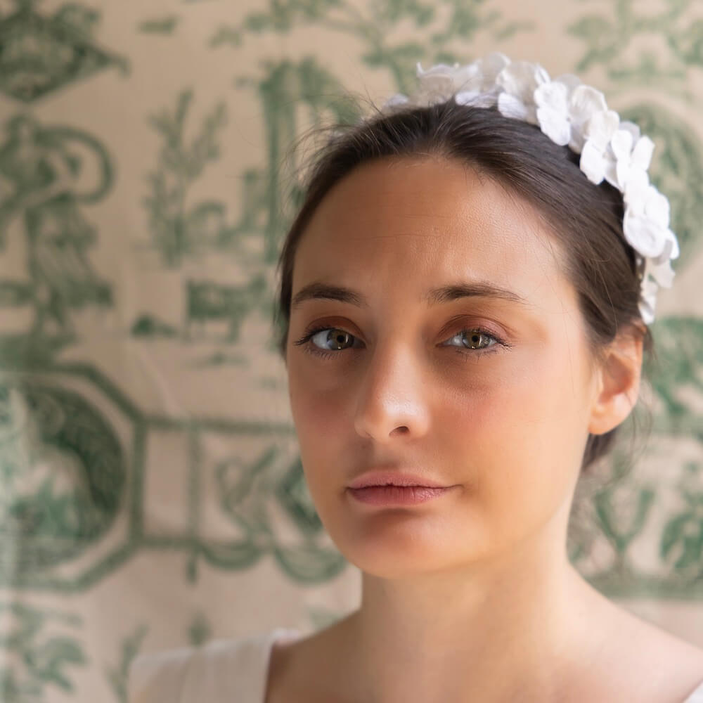 Flowrette Serre-tête papier blanc M hortensia mariage