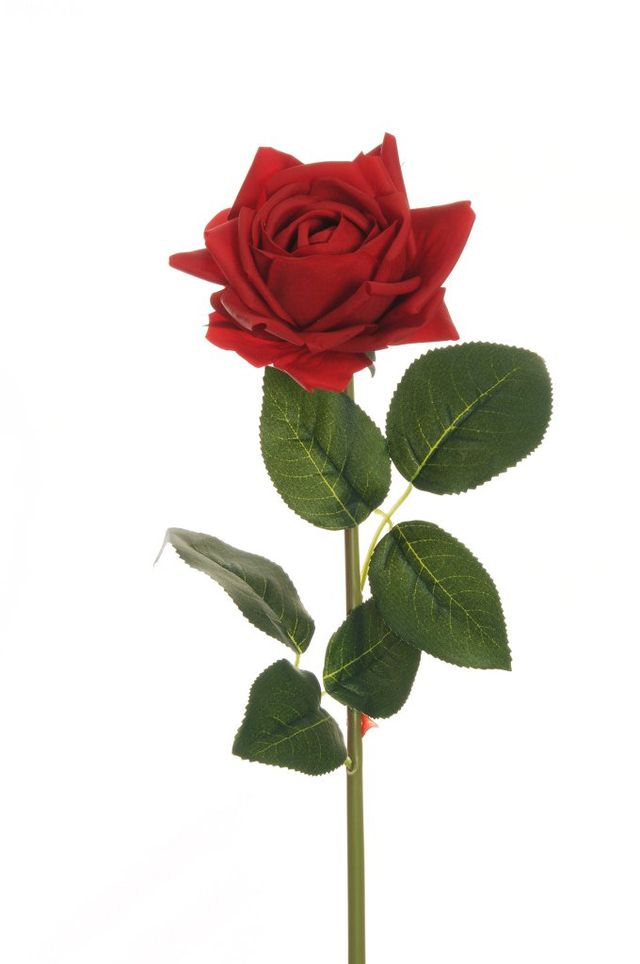 Feuillazur Rungis rose réaliste fleur artificielle rouge 52cm