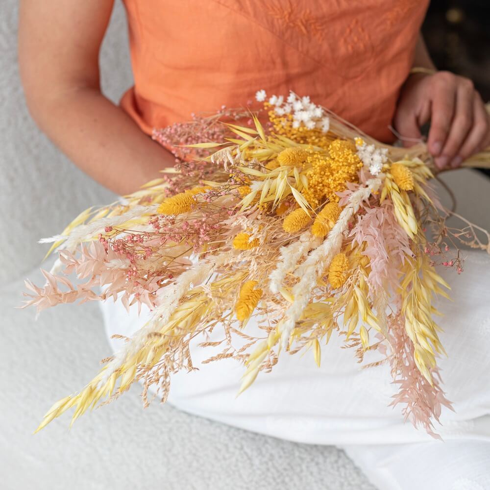 Flowrette Évasion bouquet fleurs séchées pastel à poser