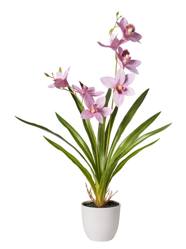 Feuillazur Orchidées avec pot fleur artificielle 57cm rose