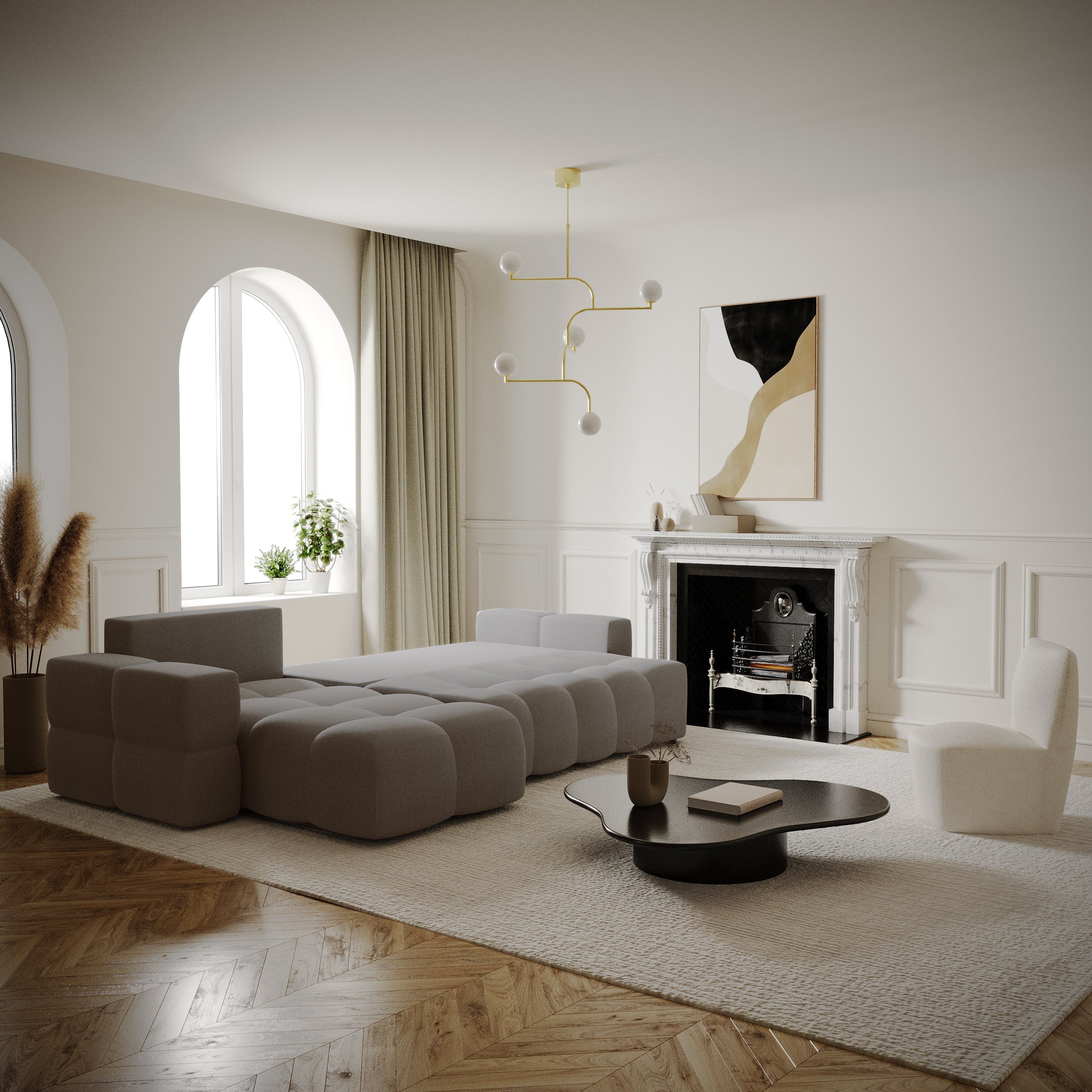 Sia Home Gabriel canapé convertible angle droit taupe 5 places