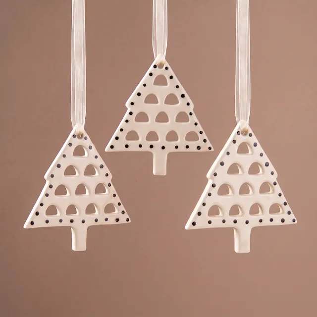 Sia Lappi suspension Noël sapin blanc 9 cm grès