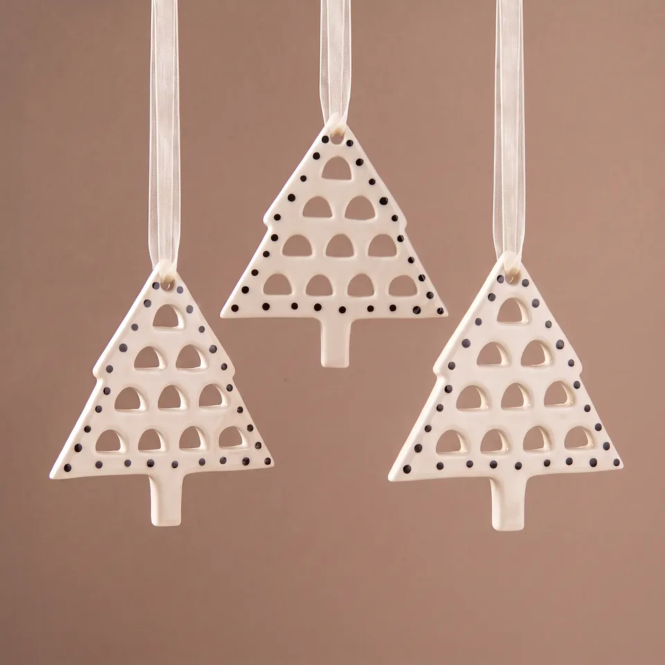 Sia Lappi suspension Noël sapin blanc 9 cm grès
