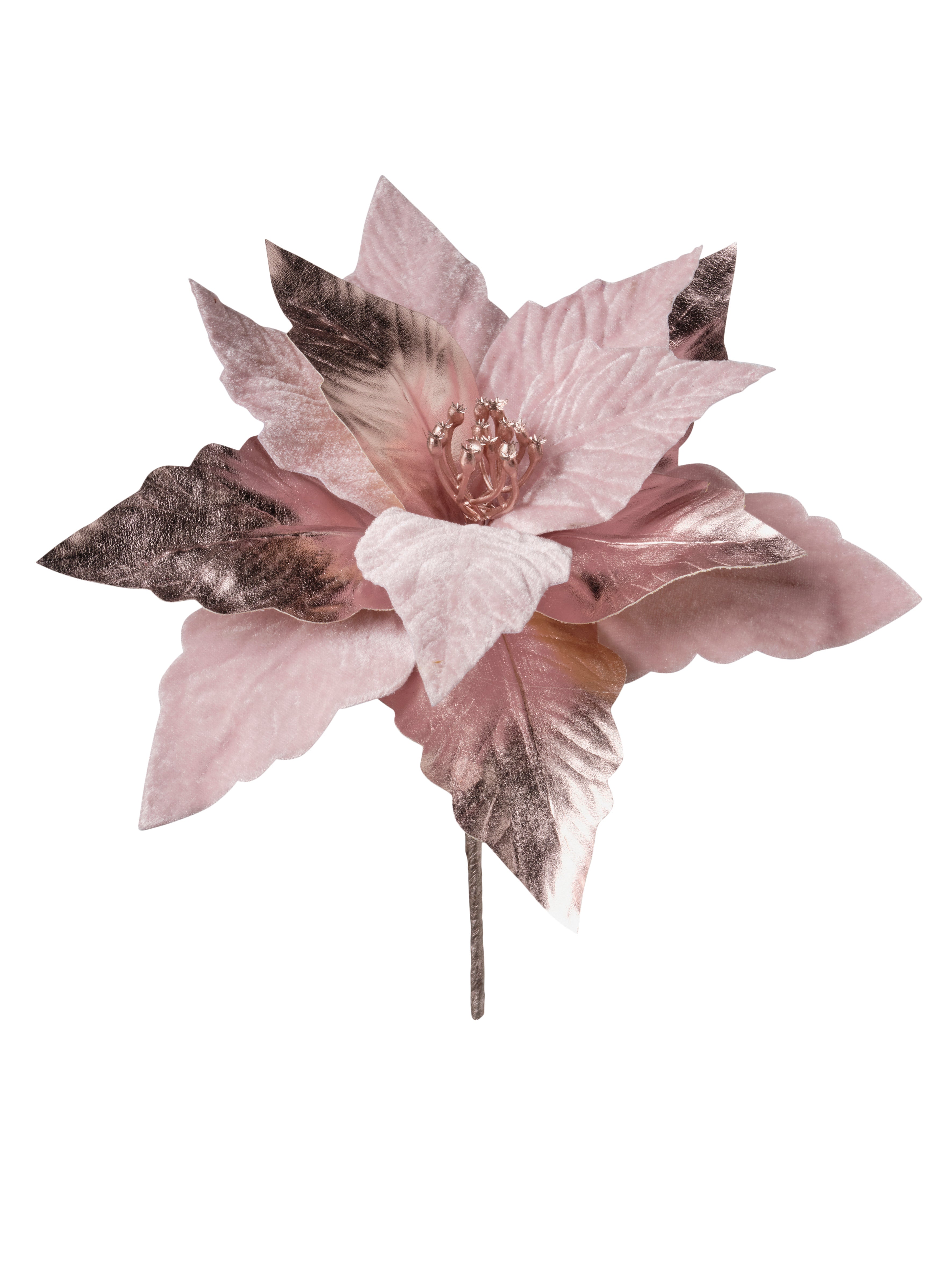 Feuillazur Rungis Saison Tige poinsettia fleur bordeaux 67cm